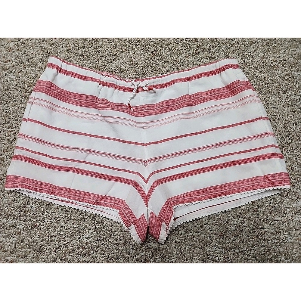 Polo Ralph Lauren Women XL White Red Striped Drawstring Cotton Shorts 38x3